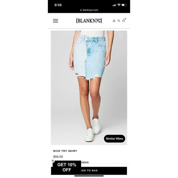 Blank NYC Nice Try Denim Jean Mini Skirt Light Stonewash Raw Hem Women’s Sz 4/27 - Picture 4 of 4